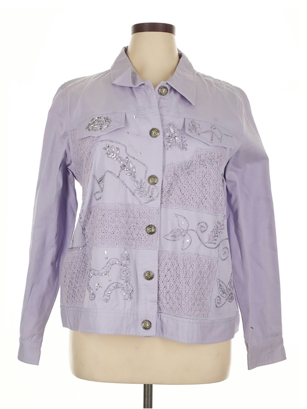 Lavender Embellished Patchwork Jacket - Women